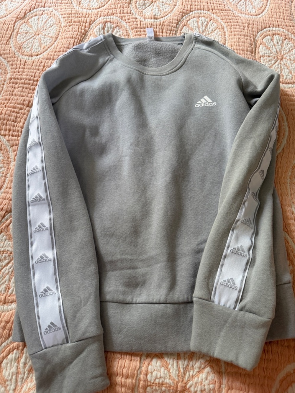 adidas women’s Crewneck Sweatshirt - Gray with White Logo Stripe